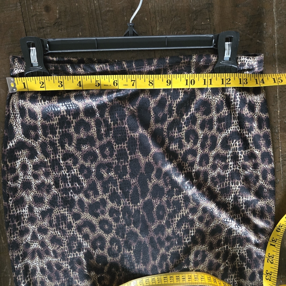 Rampage Leopard Print Midi Skirt XS Stretch Bodycon Y2K Animal Print Pencil - Picture 6 of 6